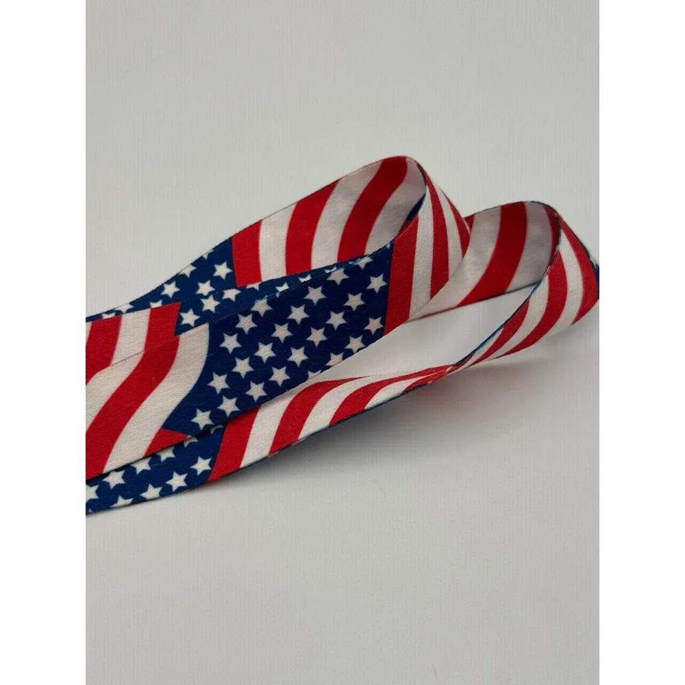 USA American Flag Lanyard Patriotic Stars Stripes ID Badge Key Holder